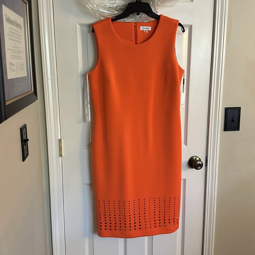 NWT-Calvin Klein dress, orange, sz 14.